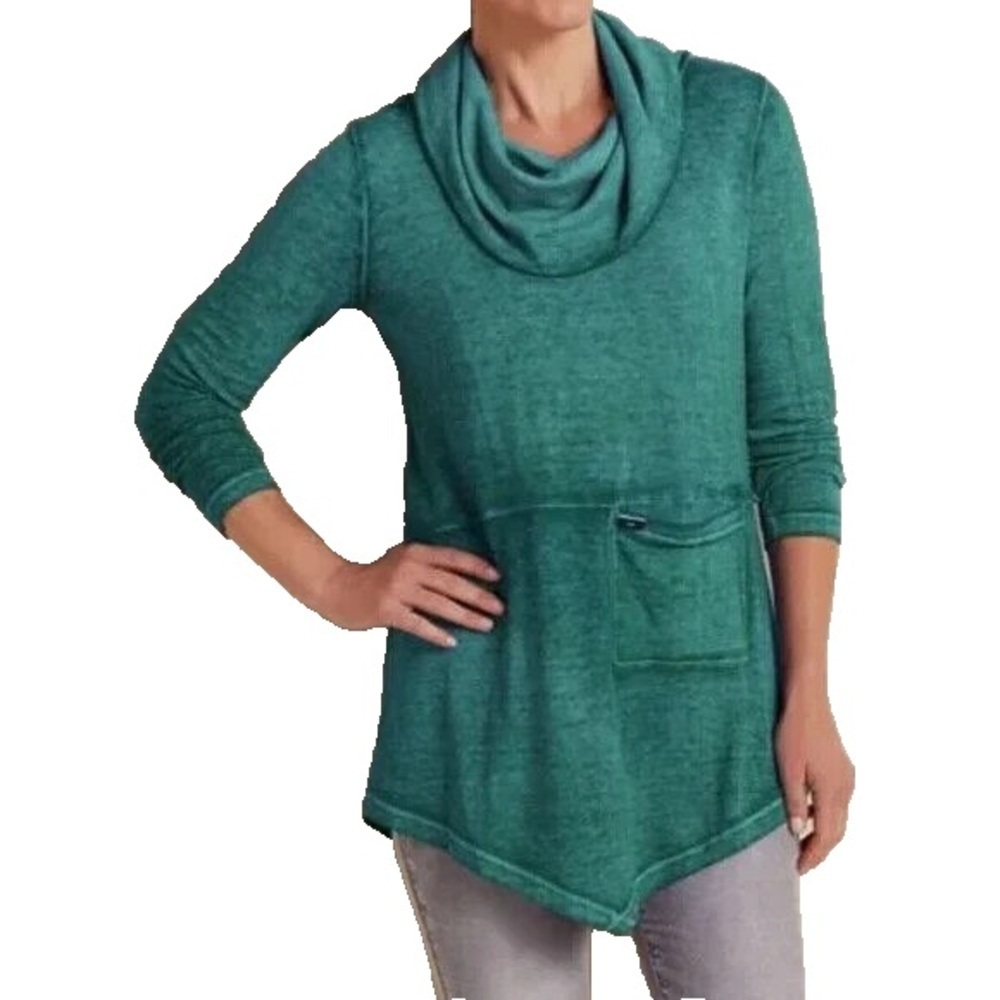Soft Surroundings Evening Stroll Cowl Neck Pullover Asymmetrical Sweater Size M